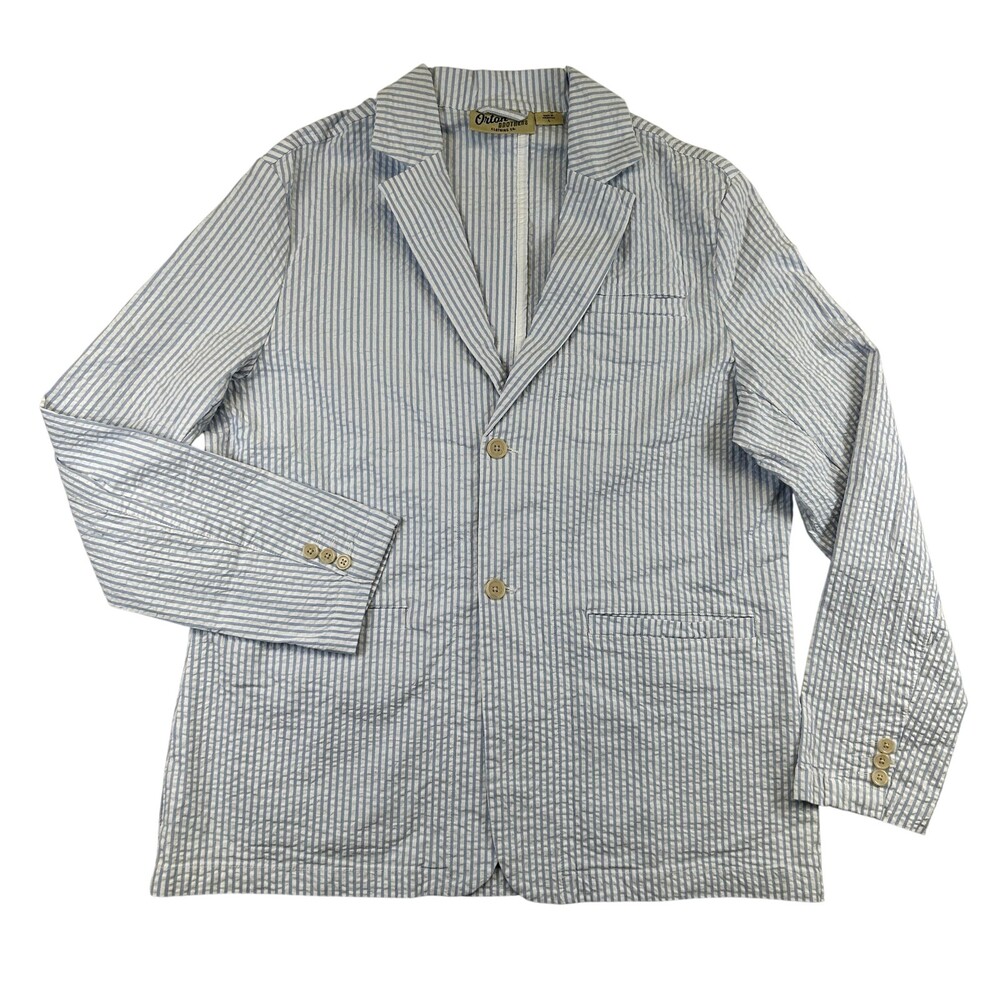 Orton Brothers Blazer Mens Large Seersucker Striped Cotton Stretch Sport Coat